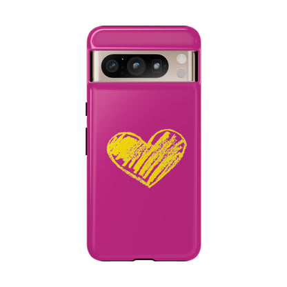 Yellow Heart, Pink Phone Case