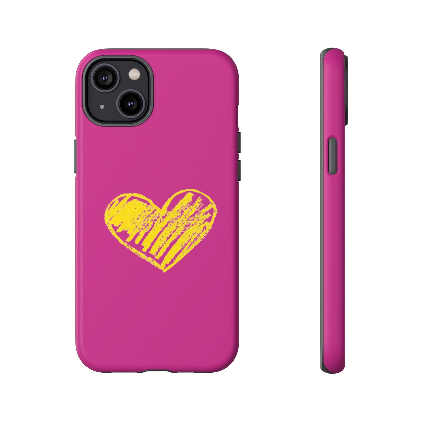 Yellow Heart, Pink Phone Case