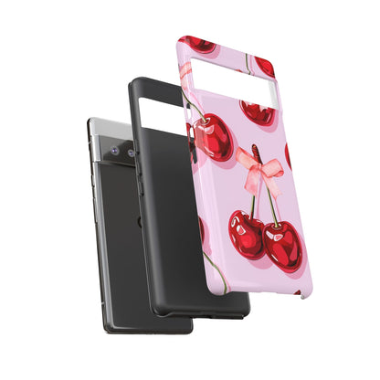 Cherry Ribbon Phone Cases for iPhone, Samsung Galaxy, and Google Pixel