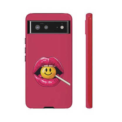 Lips & A Smiley Face Lollipop Phone Case