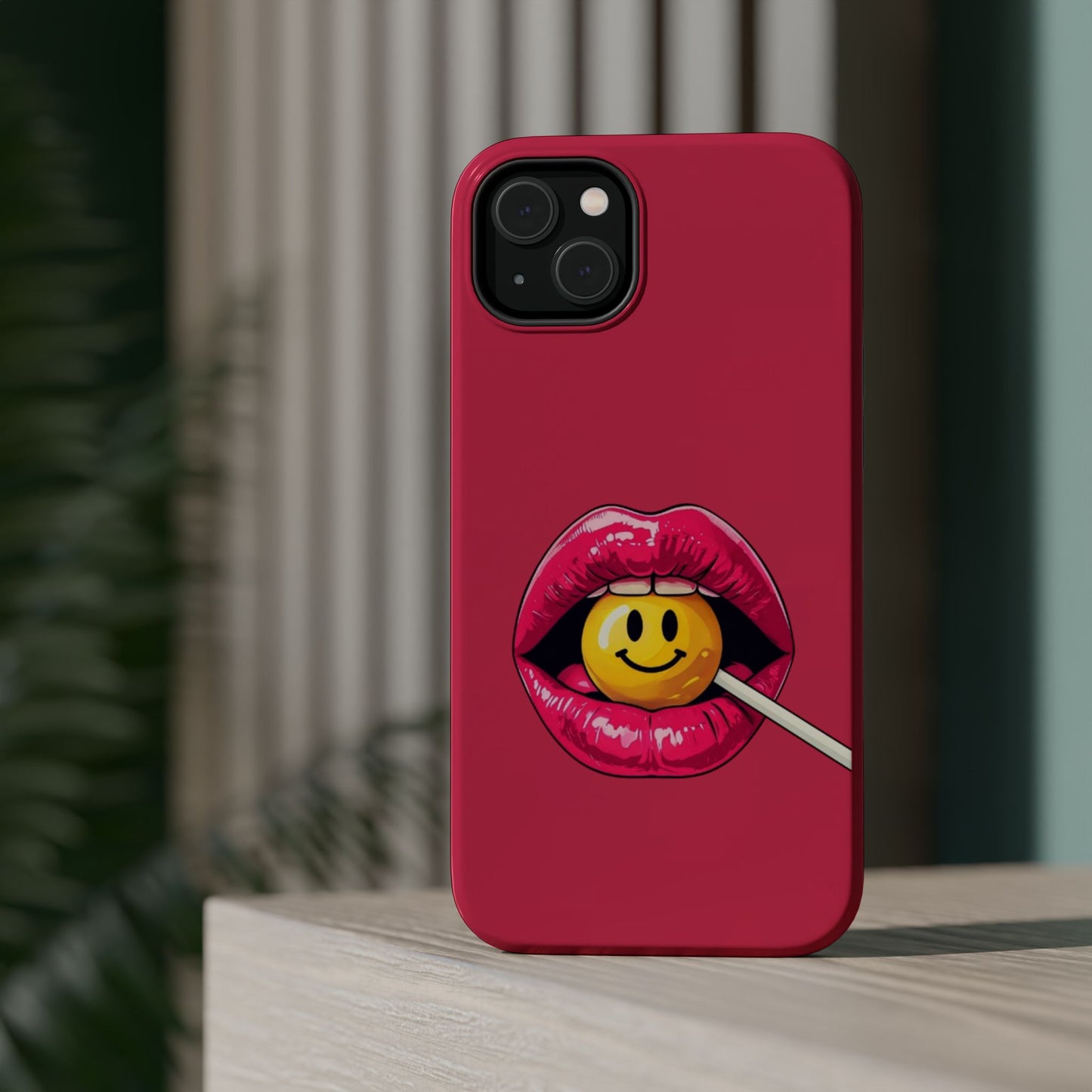 Lips & A Smiley Face Lollipop Magnetic Phone Case