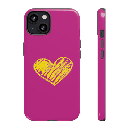 Yellow Heart, Pink Phone Case