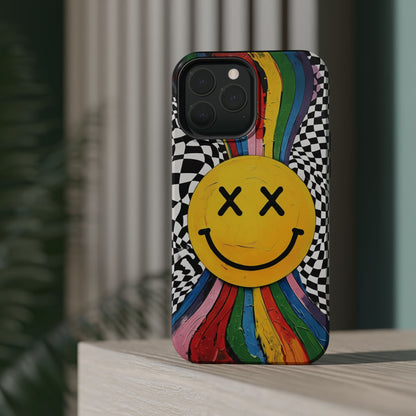 Colorful Smiley Face Magnetic Tough Case - Fun & Durable Phone Protection for iPhones