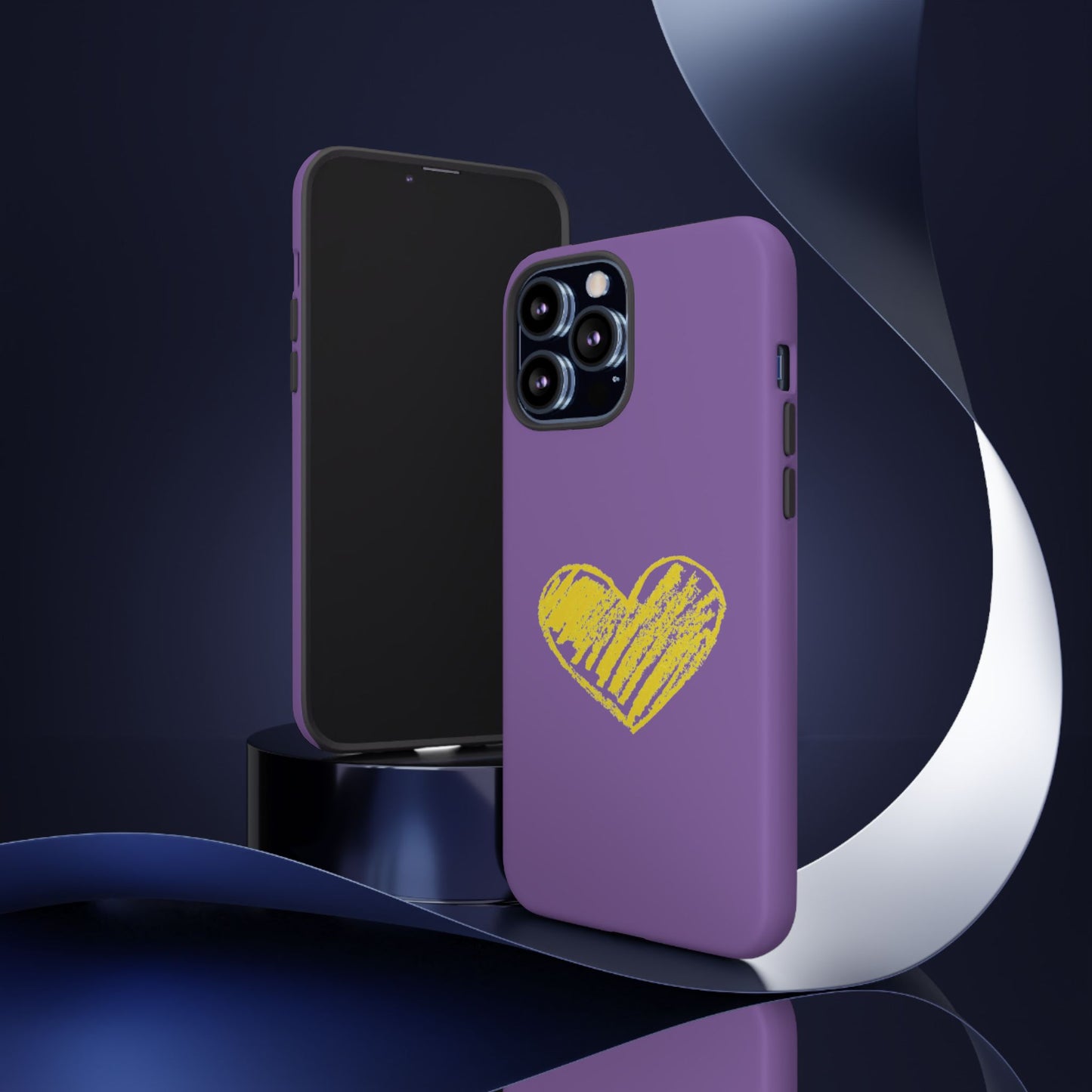 Yellow Heart, Purple Phone Case