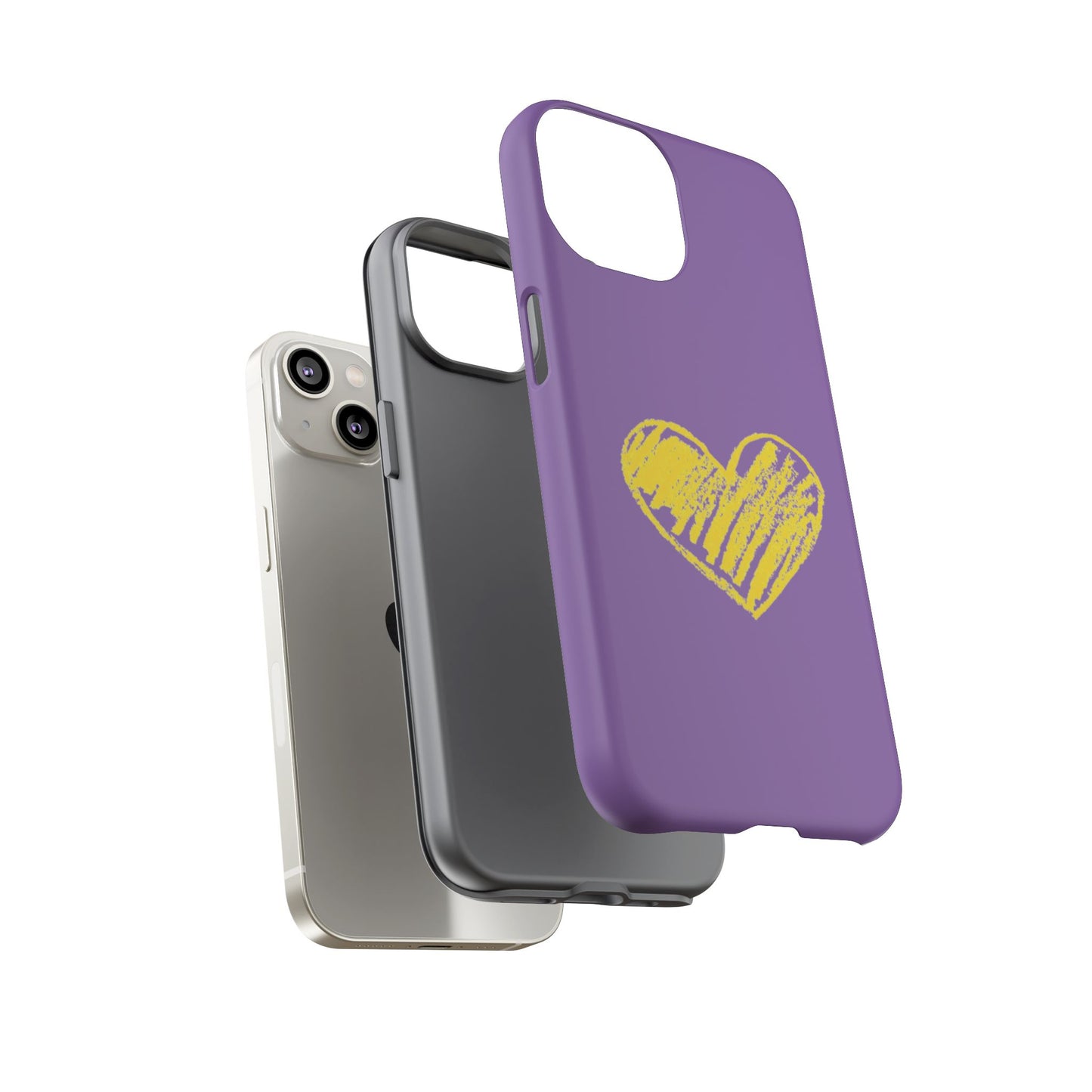 Yellow Heart, Purple Phone Case