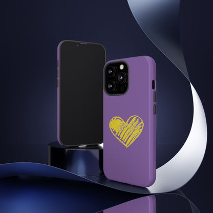 Yellow Heart, Purple Phone Case