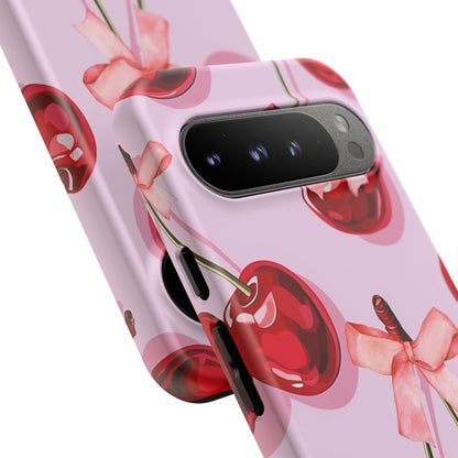 Cherry Ribbon Phone Cases for iPhone, Samsung Galaxy, and Google Pixel