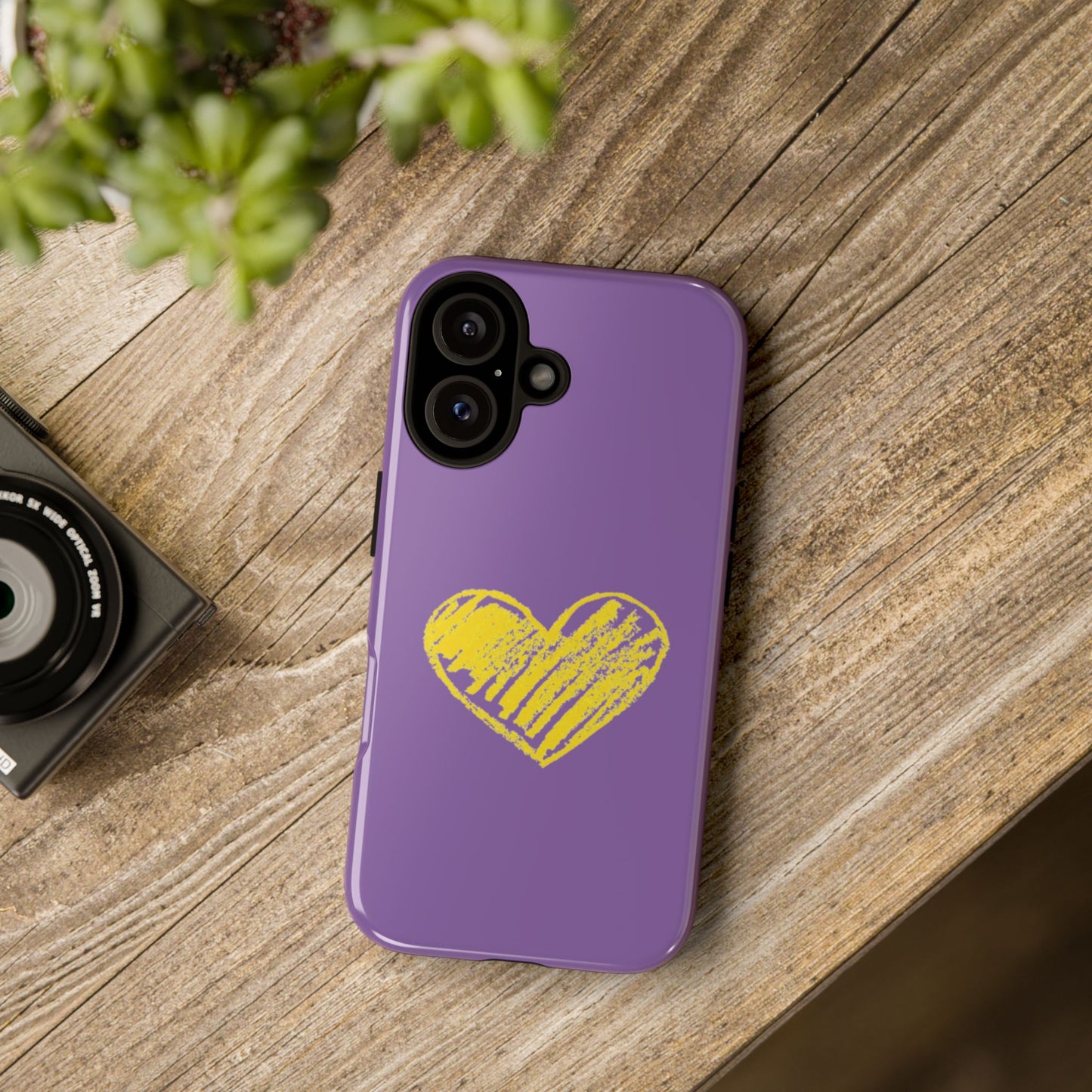 Yellow Heart, Purple Phone Case