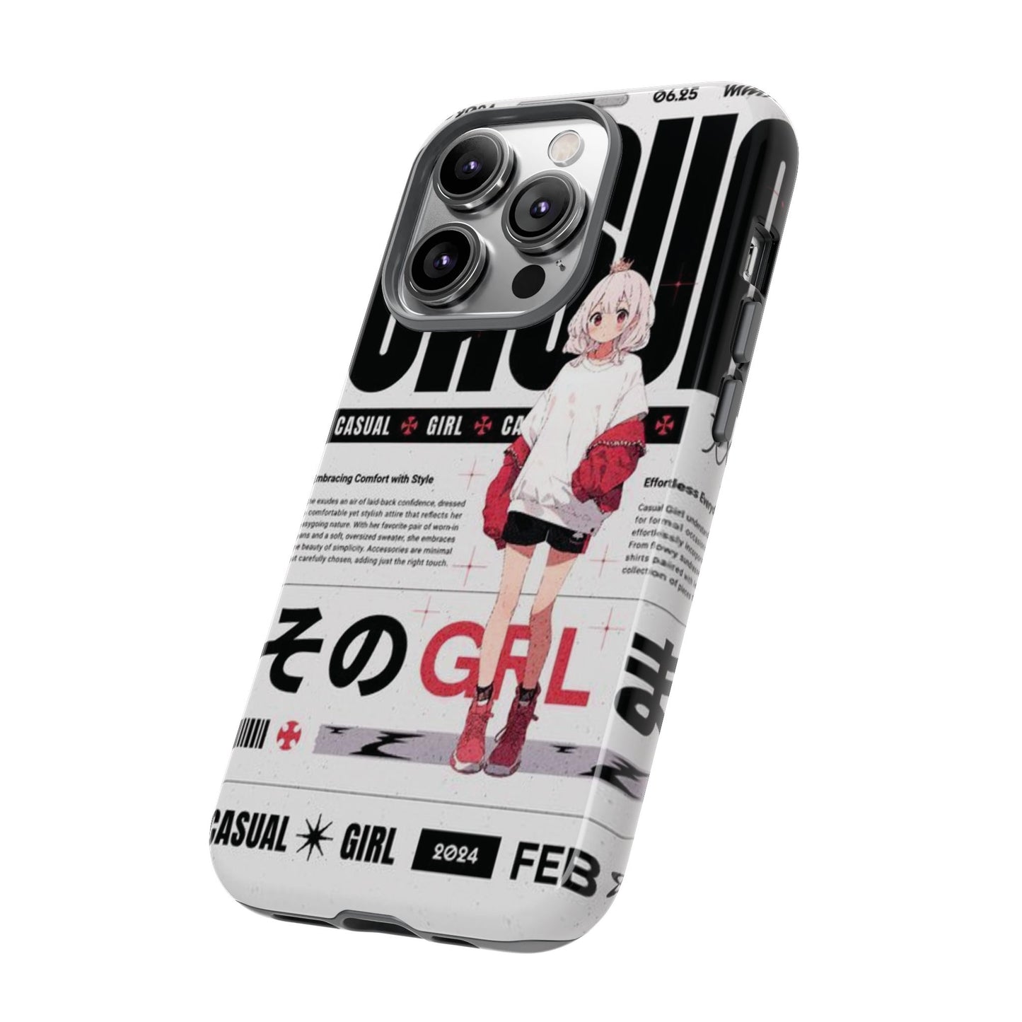 "Casual Girl" Anime Phone Cases for iPhone, Samsung Galaxy, and Google Pixel, Pick your size