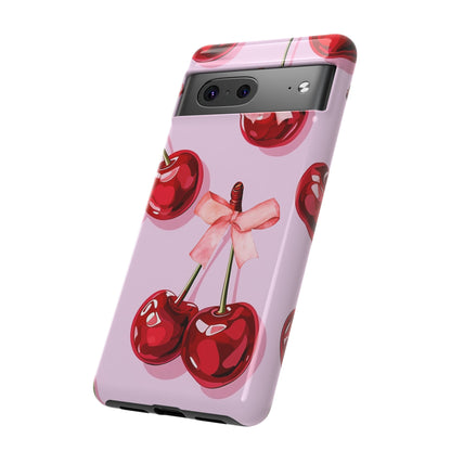 Cherry Ribbon Phone Cases for iPhone, Samsung Galaxy, and Google Pixel