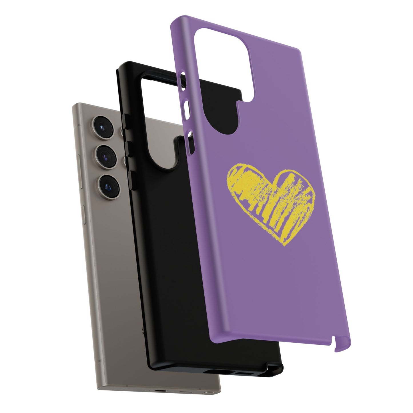 Yellow Heart, Purple Phone Case