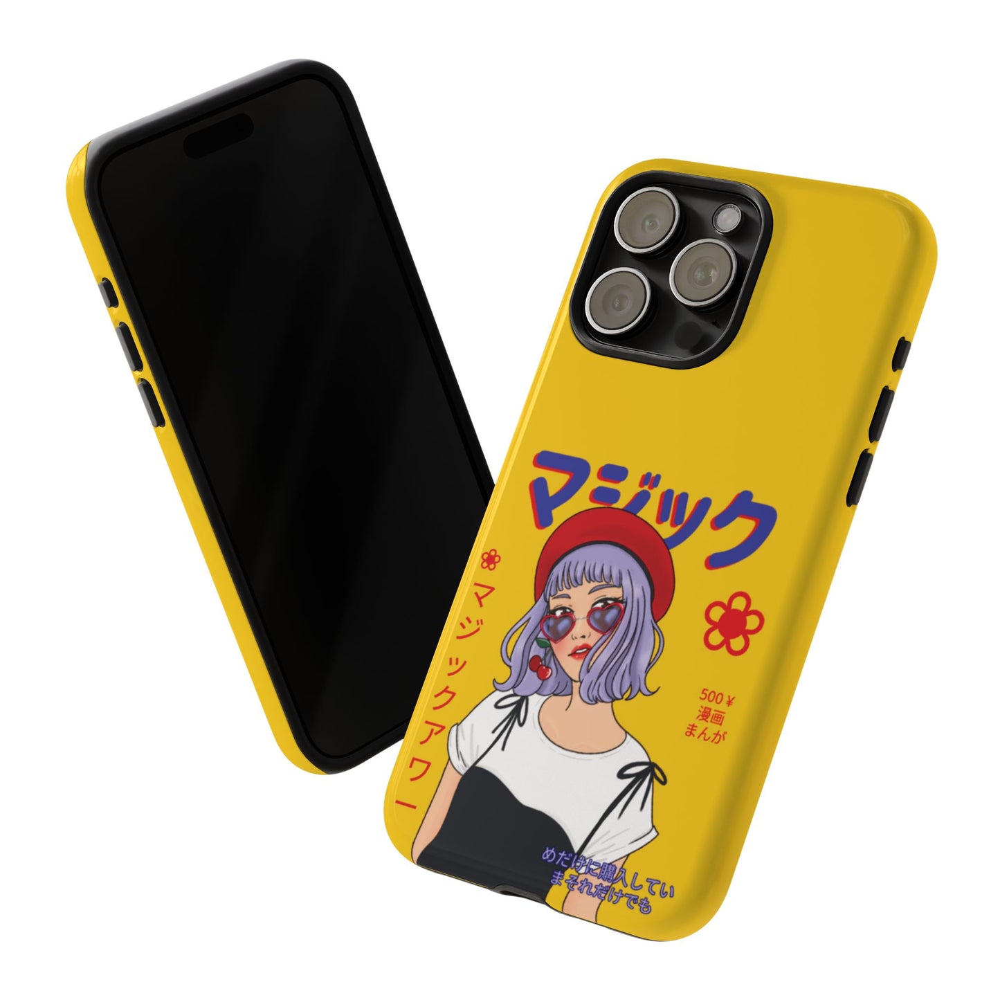 "Anime Cool Girl" Yellow Phone Cases – Bold, Stylish & Made for Any Phone! 💛✨ Pick Your Perfect Fit! -  iPhone, Samsung Galaxy, and Google Pixel