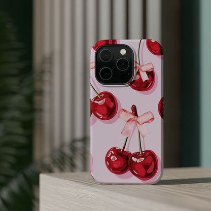 Cherry Ribbon Magnetic iPhone Caes - Durable, flexible, impact-resistant