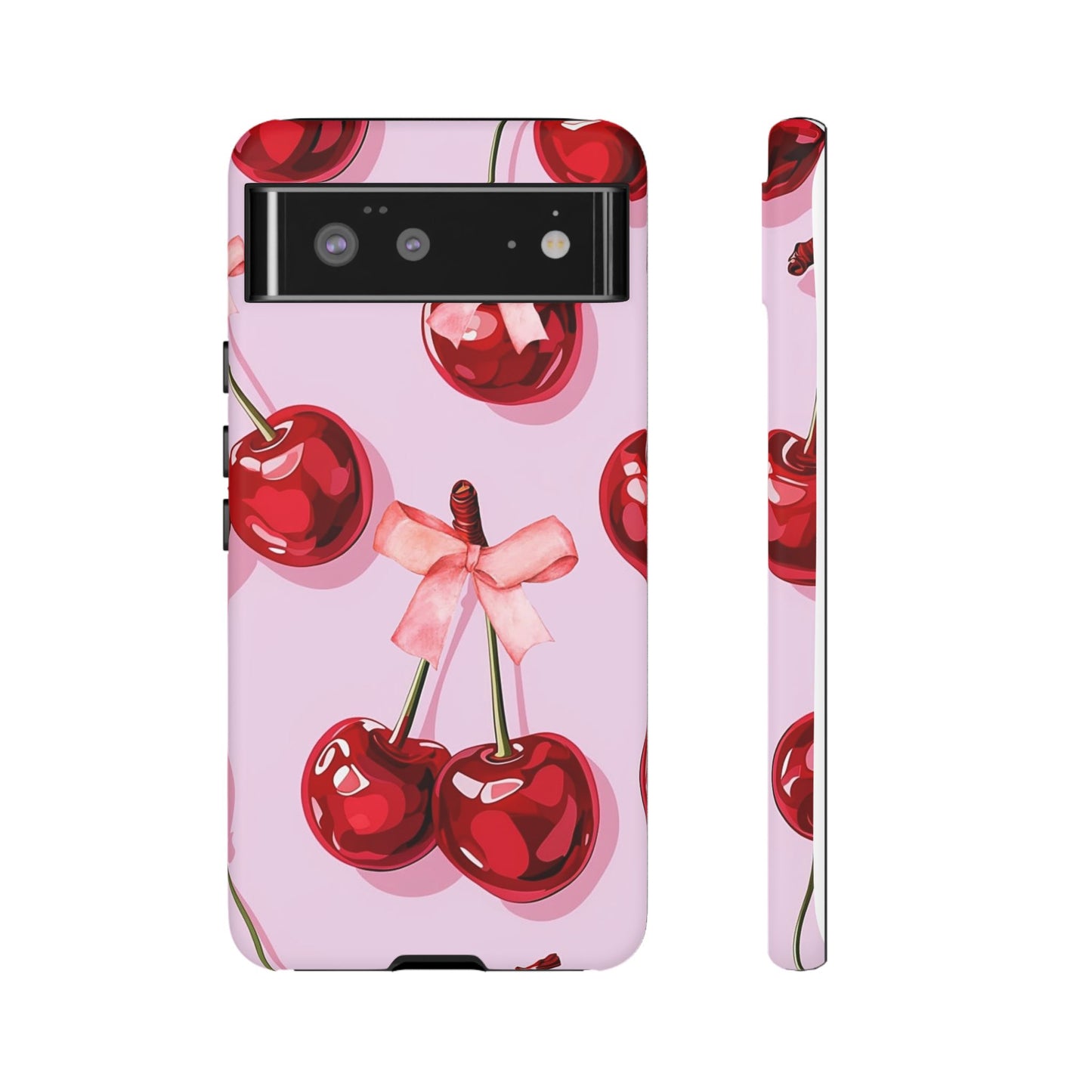 Cherry Ribbon Phone Cases for iPhone, Samsung Galaxy, and Google Pixel