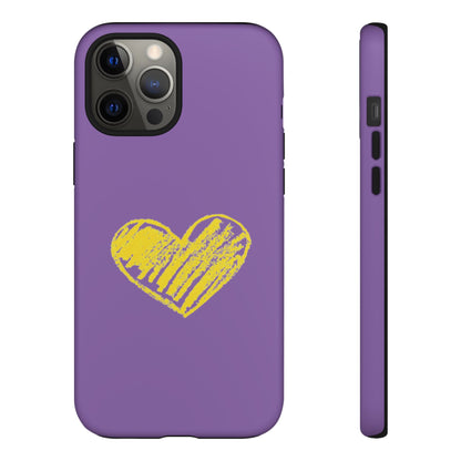 Yellow Heart, Purple Phone Case