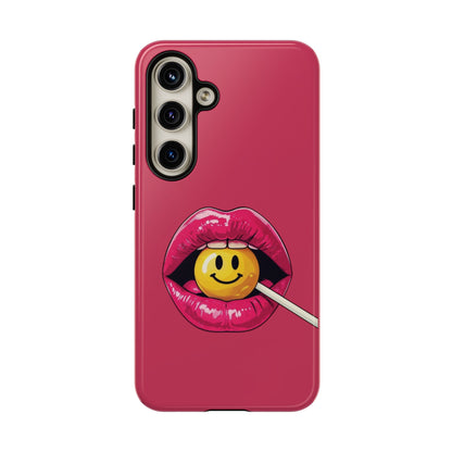 Lips & A Smiley Face Lollipop Phone Case