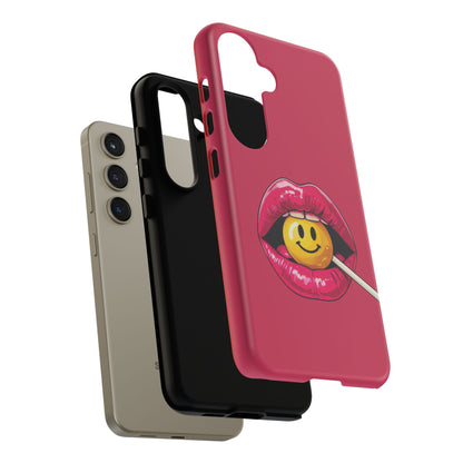 Lips & A Smiley Face Lollipop Phone Case