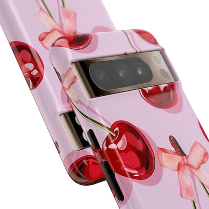 Cherry Ribbon Phone Cases for iPhone, Samsung Galaxy, and Google Pixel