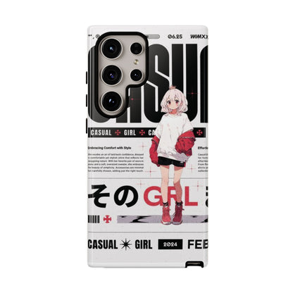 "Casual Girl" Anime Phone Cases for iPhone, Samsung Galaxy, and Google Pixel, Pick your size