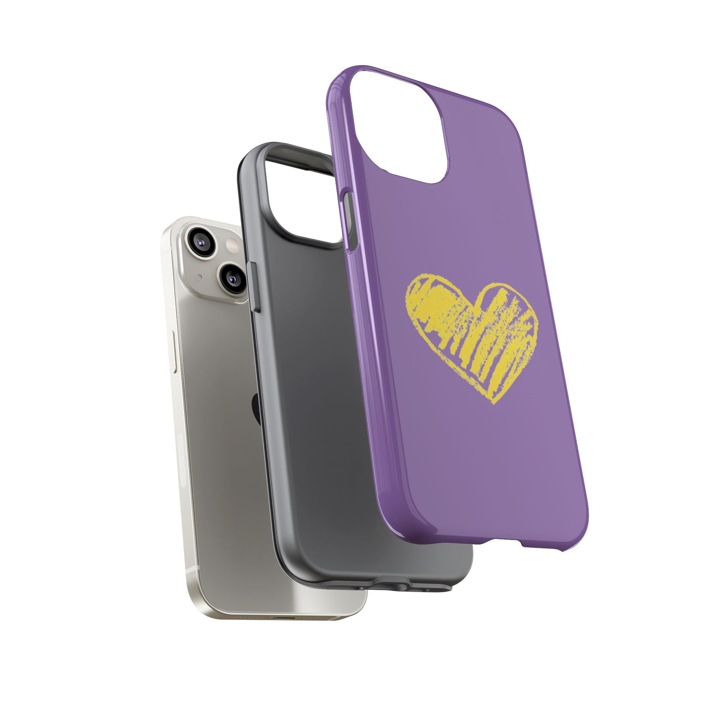 Yellow Heart, Purple Phone Case