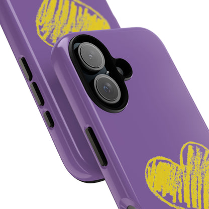 Yellow Heart, Purple Phone Case