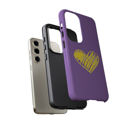 Yellow Heart, Purple Phone Case