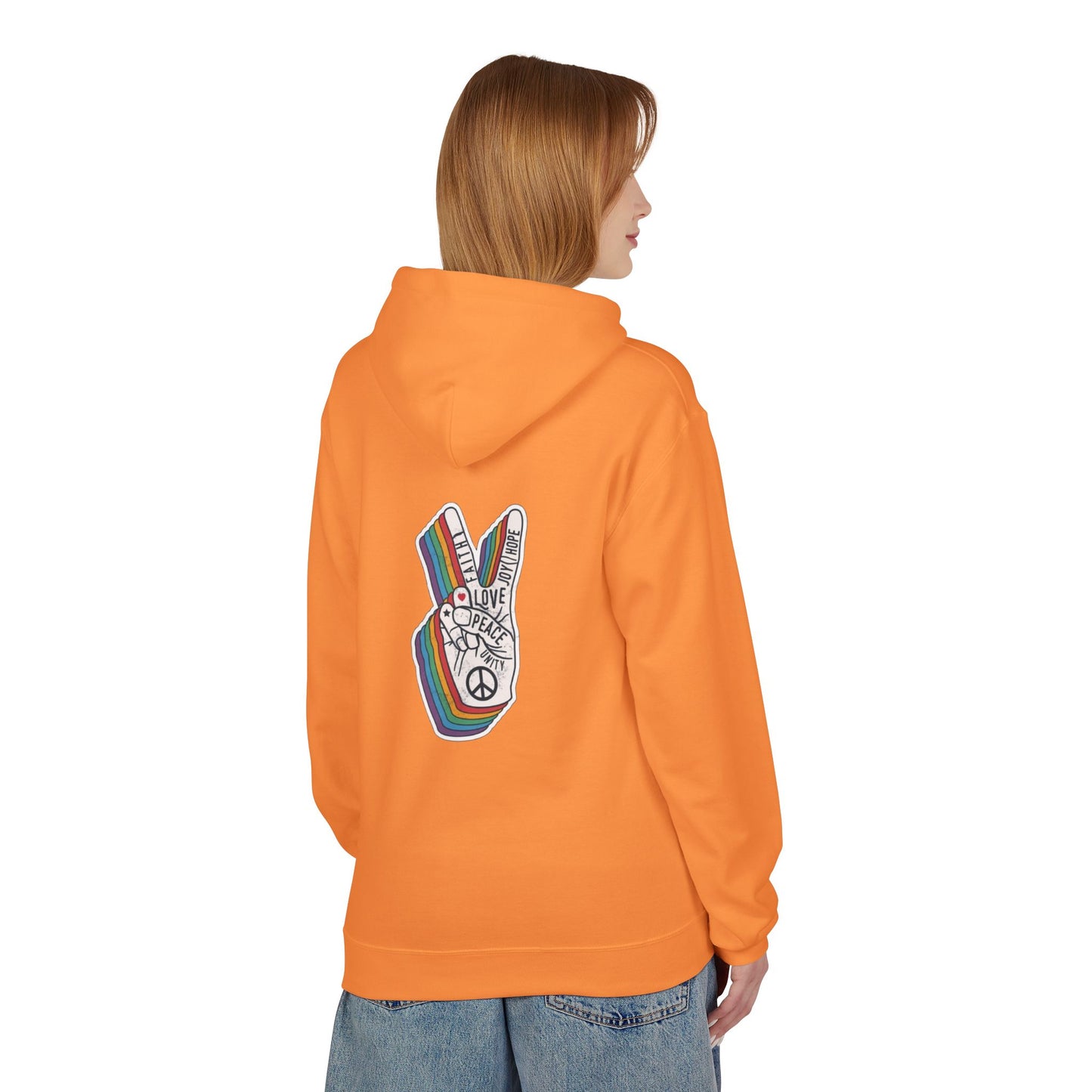 Peace and Love - Cozy Fleece Hoodie - Back design