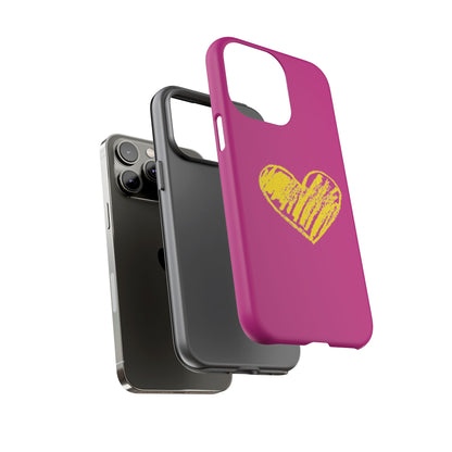 Yellow Heart, Pink Phone Case