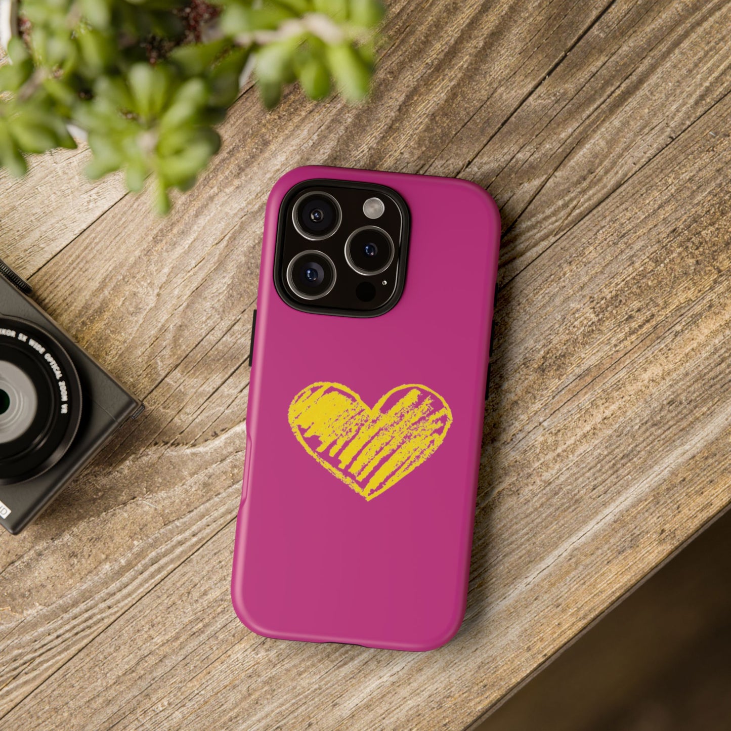 Yellow Heart, Pink Phone Case