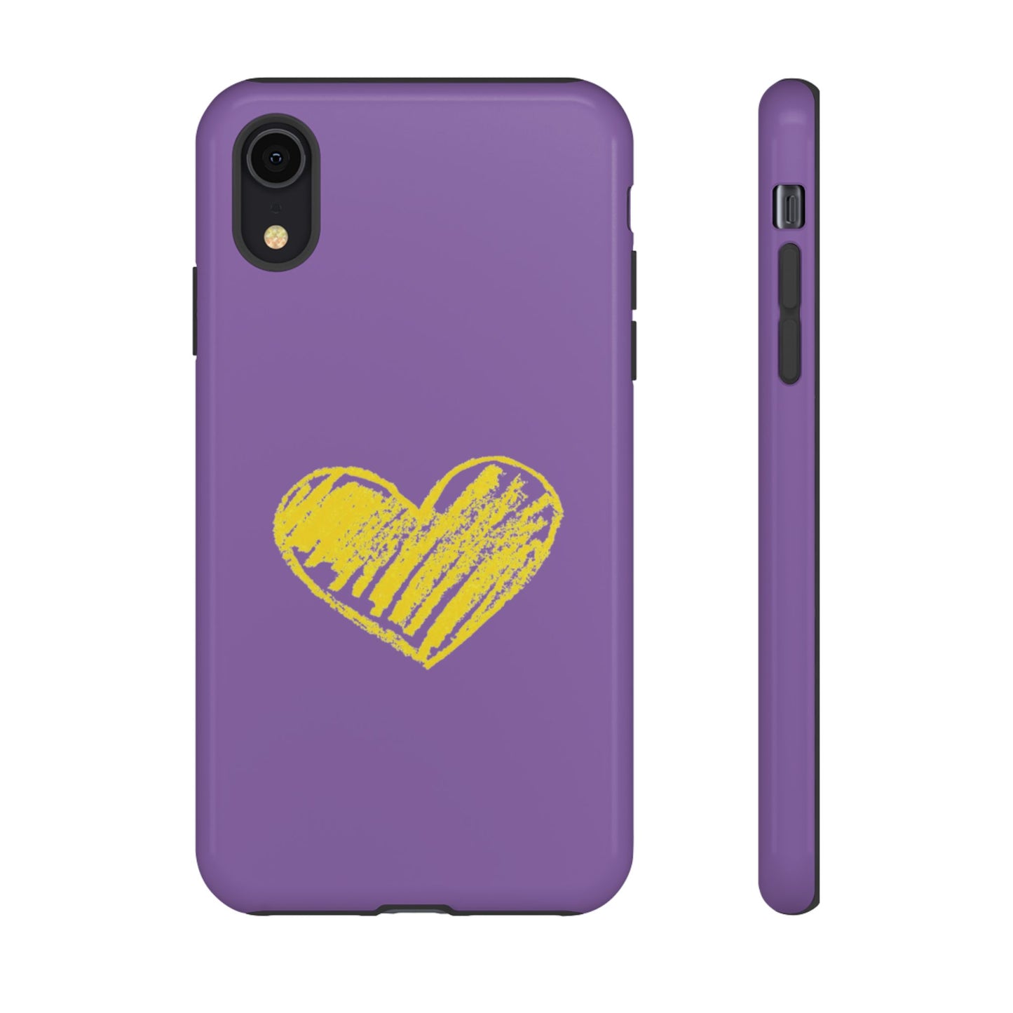 Yellow Heart, Purple Phone Case