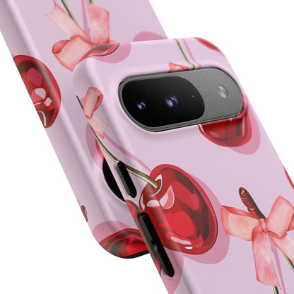 Cherry Ribbon Phone Cases for iPhone, Samsung Galaxy, and Google Pixel