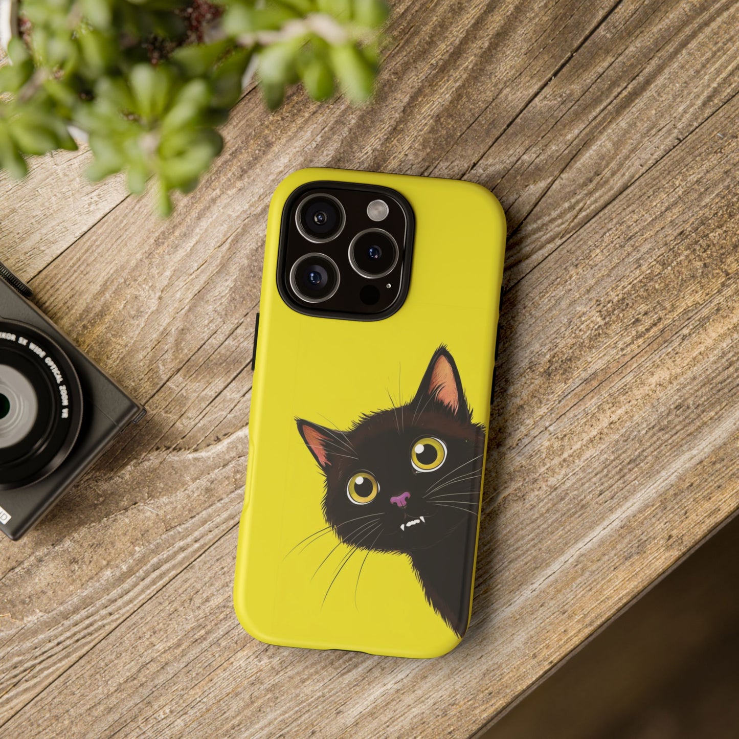 'Cute Cat' Yellow Phone Case