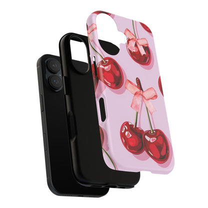 Cherry Ribbon Phone Cases for iPhone, Samsung Galaxy, and Google Pixel