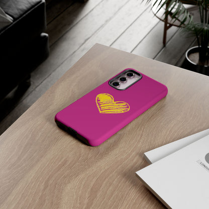 Yellow Heart, Pink Phone Case