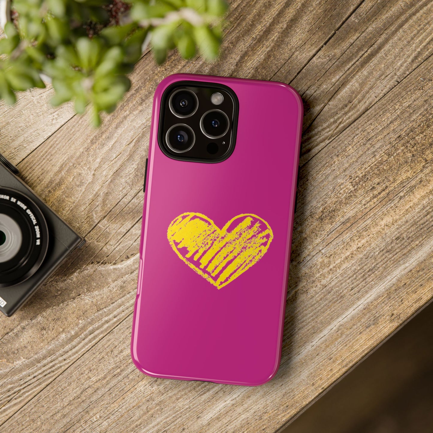 Yellow Heart, Pink Phone Case