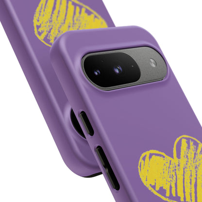 Yellow Heart, Purple Phone Case