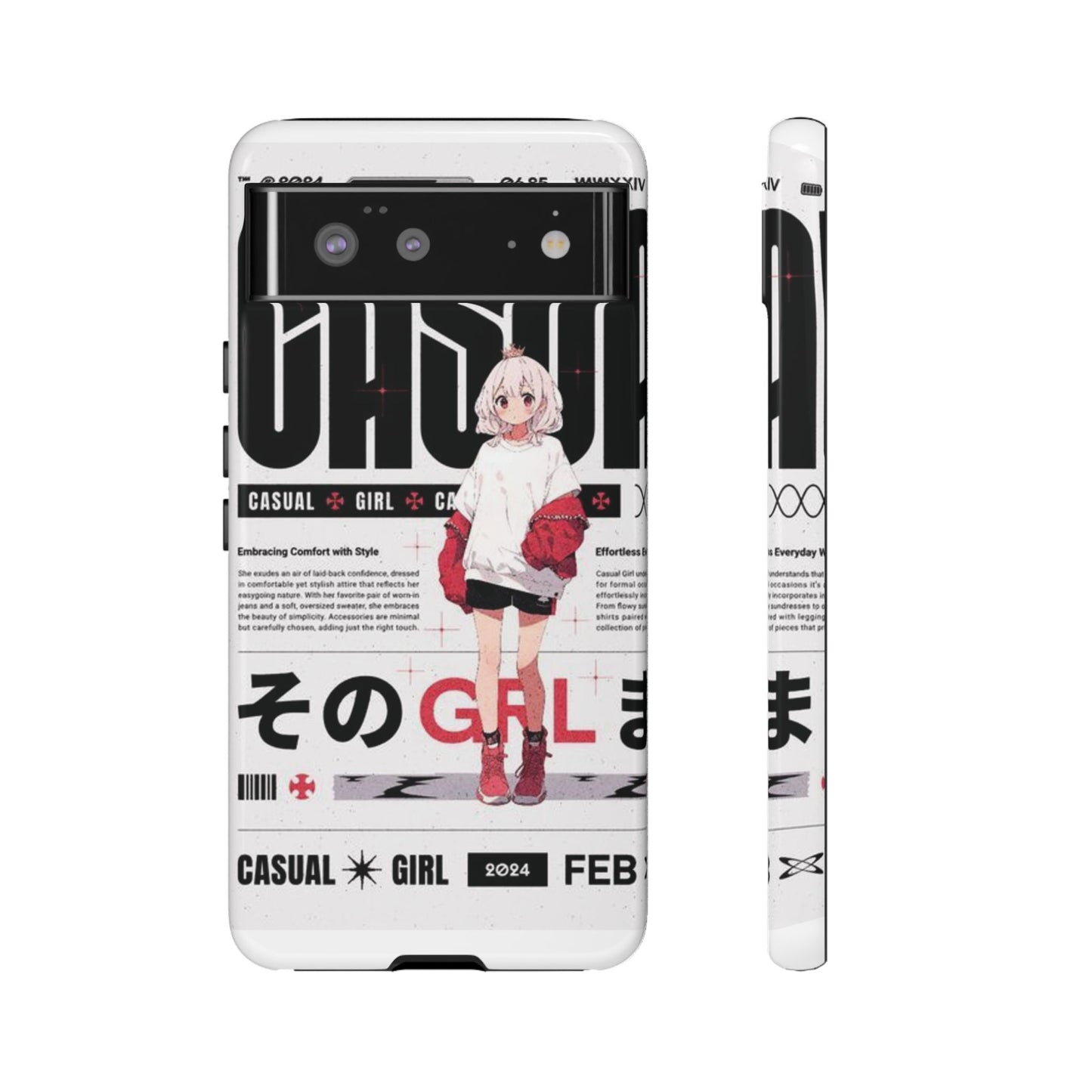 "Casual Girl" Anime Phone Cases for iPhone, Samsung Galaxy, and Google Pixel, Pick your size