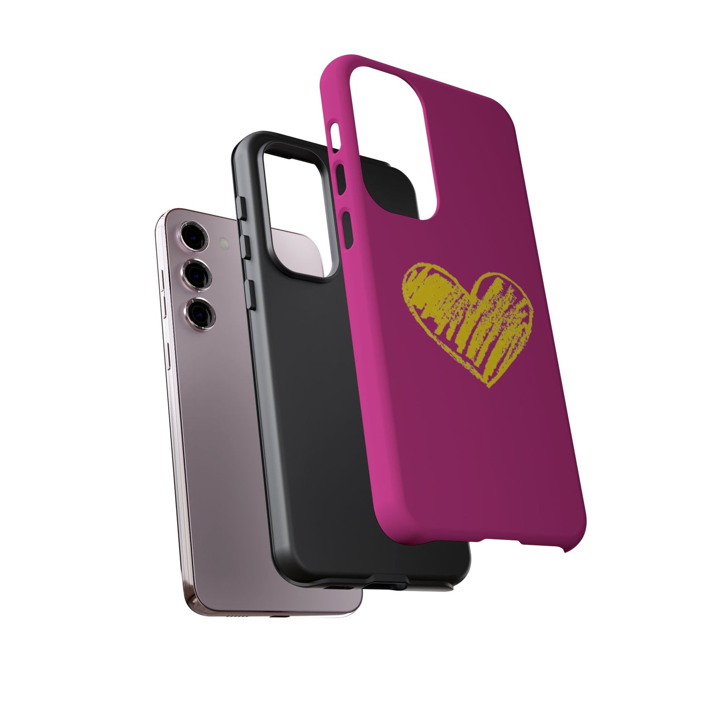 Yellow Heart, Pink Phone Case