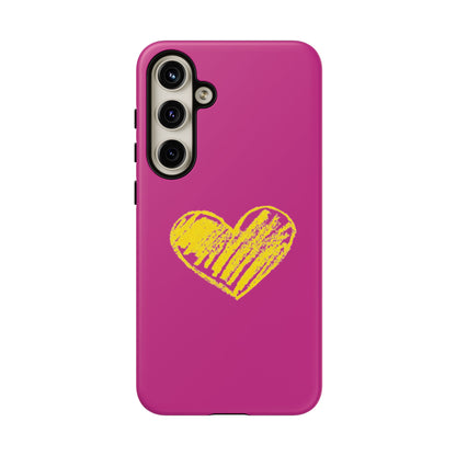 Yellow Heart, Pink Phone Case