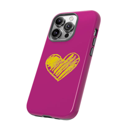 Yellow Heart, Pink Phone Case