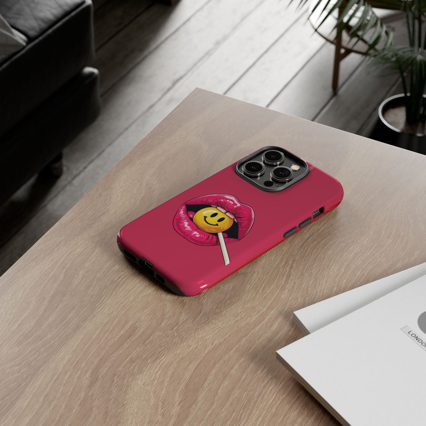 Lips & A Smiley Face Lollipop Phone Case