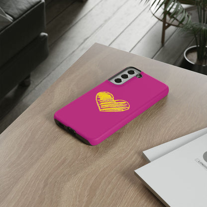 Yellow Heart, Pink Phone Case