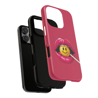 Lips & A Smiley Face Lollipop Phone Case