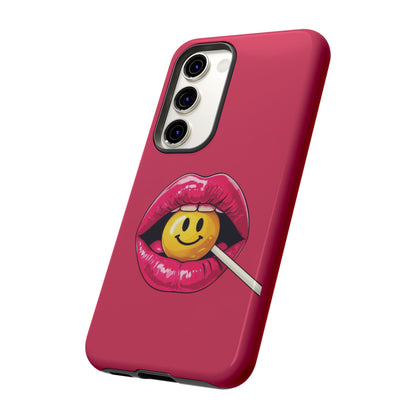 Lips & A Smiley Face Lollipop Phone Case