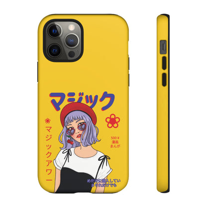 "Anime Cool Girl" Yellow Phone Cases – Bold, Stylish & Made for Any Phone! 💛✨ Pick Your Perfect Fit! -  iPhone, Samsung Galaxy, and Google Pixel