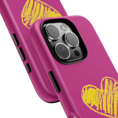 Yellow Heart, Pink Phone Case