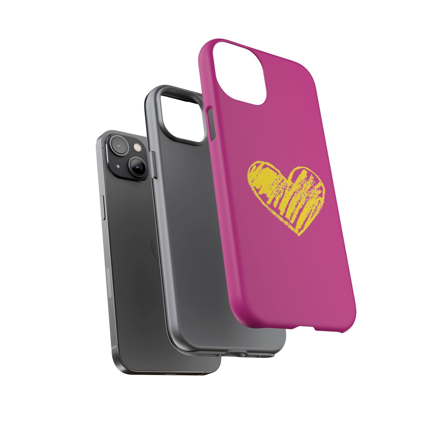 Yellow Heart, Pink Phone Case