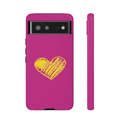 Yellow Heart, Pink Phone Case