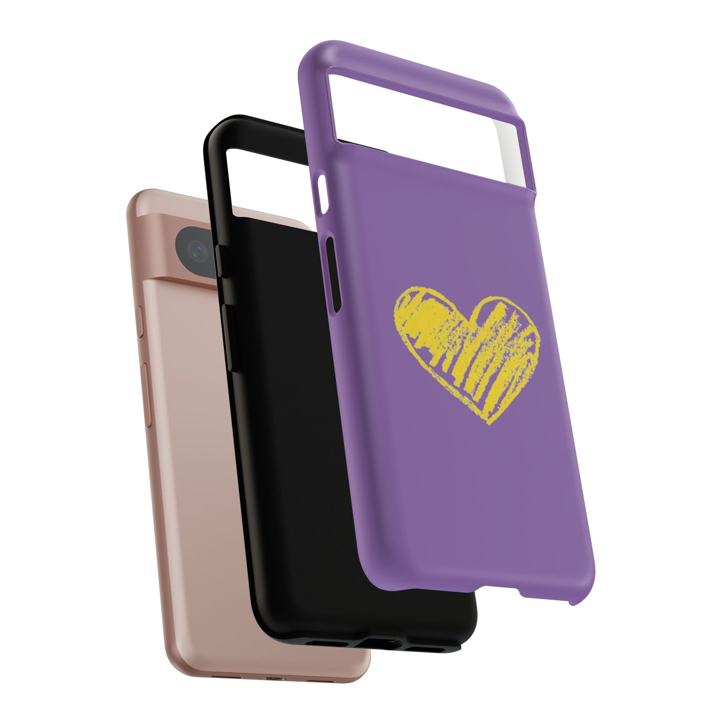 Yellow Heart, Purple Phone Case