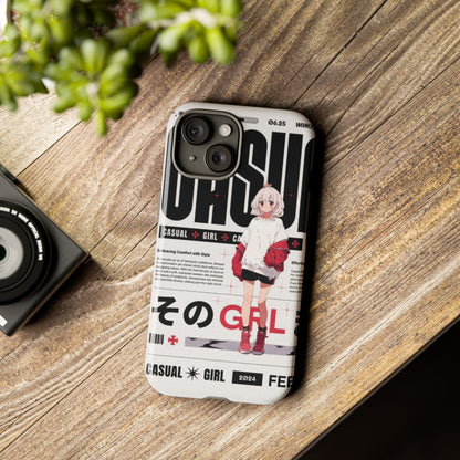 "Casual Girl" Anime Phone Cases for iPhone, Samsung Galaxy, and Google Pixel, Pick your size